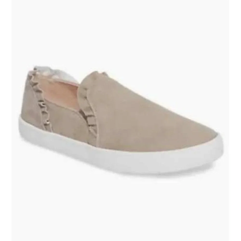 Kate Spade Lillie Gray Suede Slip On‎ Sneaker Ruffle 9.5